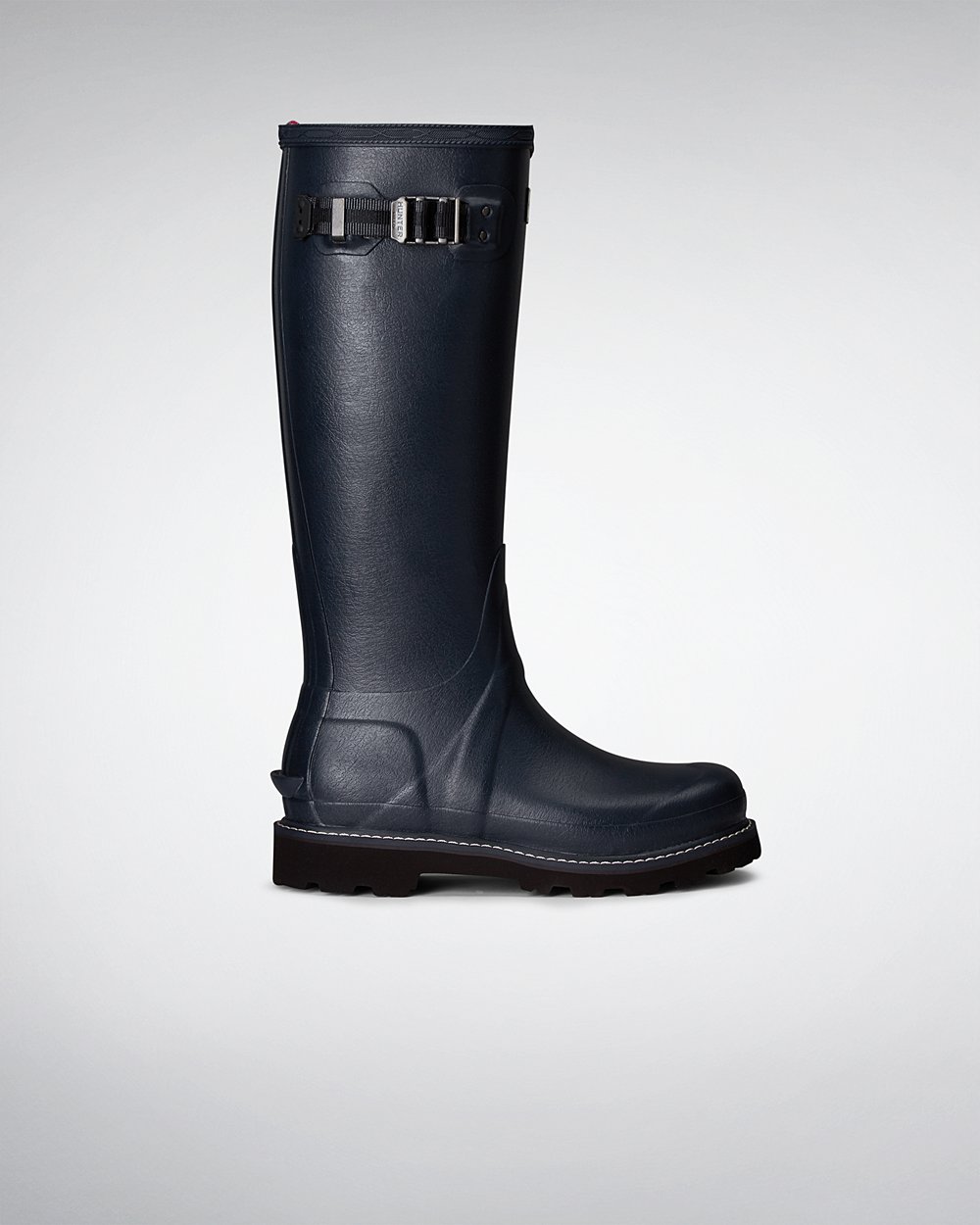 Hunter Balmoral Poly-Lined Tall Rain Boots - Online Sale Womens Navy - SLJRQV480